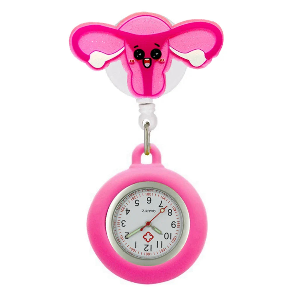 Hospital Health Care Shiny Heart Medical Icons Cartoon Lovely Nurse Doctor Clip Pocket Watches Hang Clock Gift Watch Vera Lux