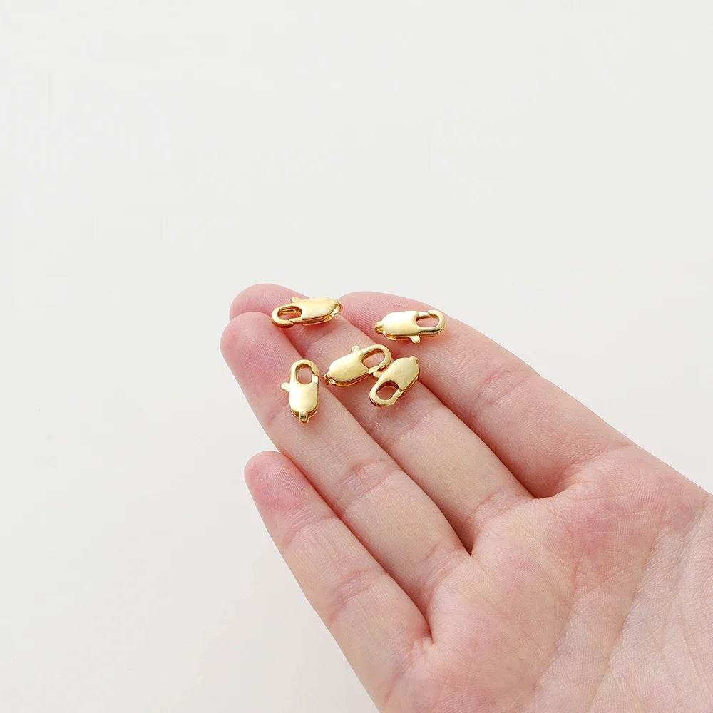 10pcs/lot 14K 18K Gold Plated Lobster Clasps Jump Rings End Chain Connector Hooks For DIY Necklace Bracelet Making Components Vera Lux