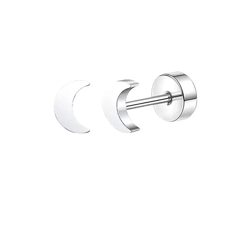 2PCS/Set Stainless Steel Heart Moon Earbone Stud Screw Ball Stud Earrings for Women Fashion Ear Tragus Cartilage Body Piercing Vera Lux