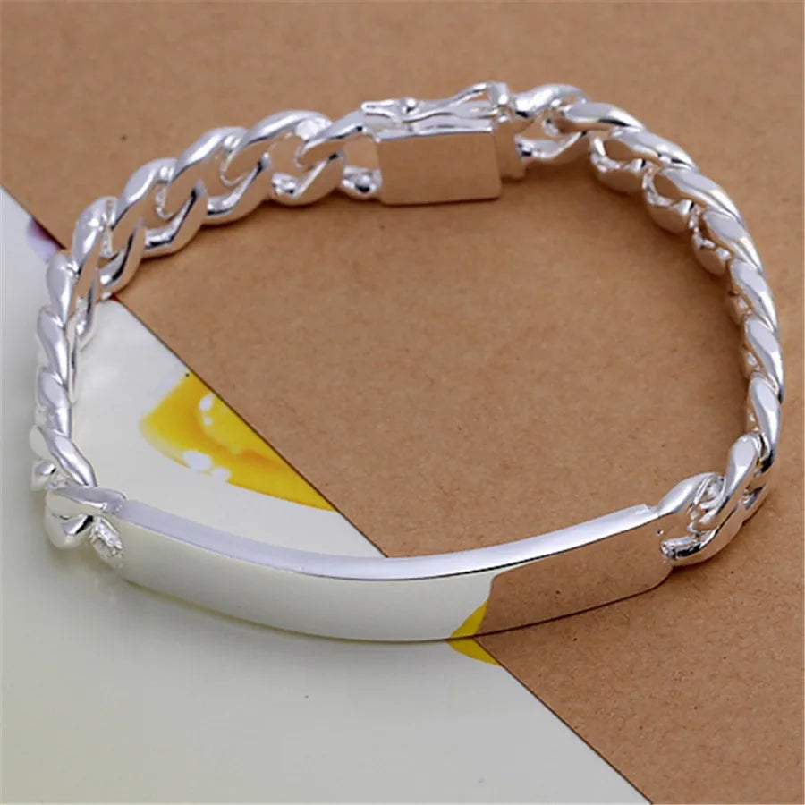 925 Sterling Silver Exquisite Solid Chain Bracelet Fashion Charm Women Men Solid Wedding Cute Simple Models Jewelry Vera Lux