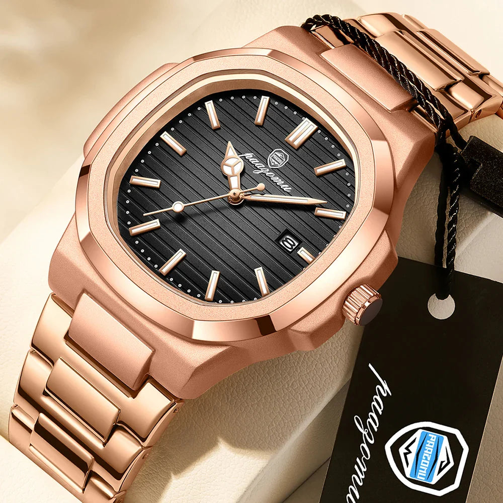 Fashion Men's Watches Business Stainless Steel Quartz Wrist Watch Calendar Date Male Casual Sports Luminous Clock Vera Lux