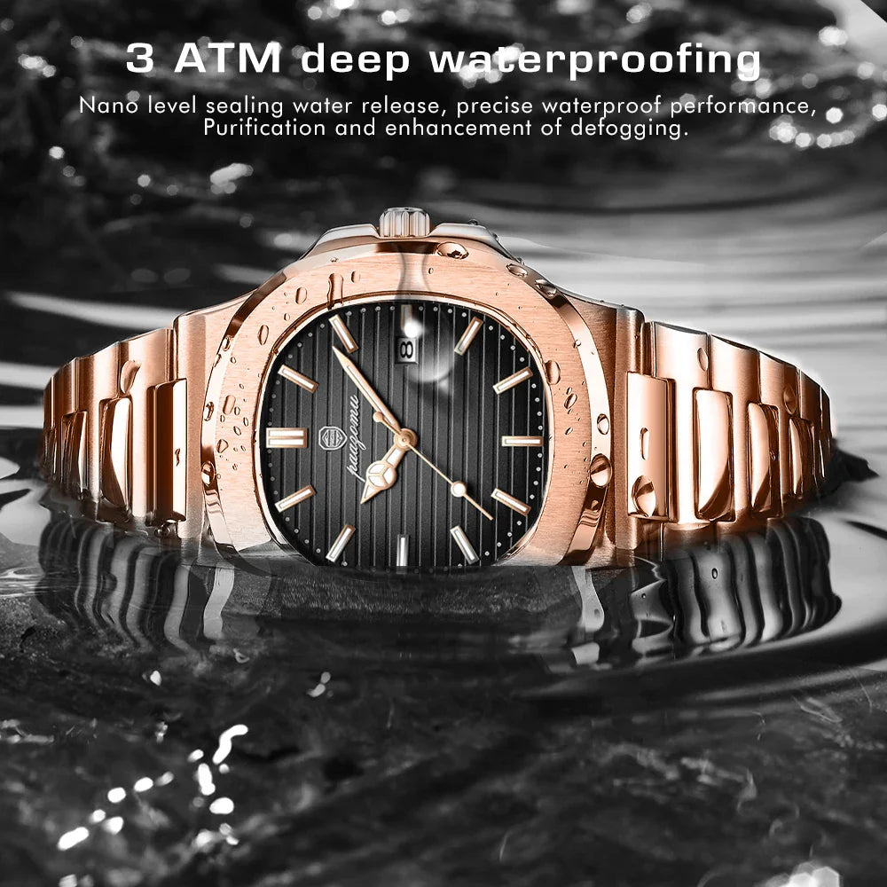 Fashion Men's Watches Business Stainless Steel Quartz Wrist Watch Calendar Date Male Casual Sports Luminous Clock Vera Lux