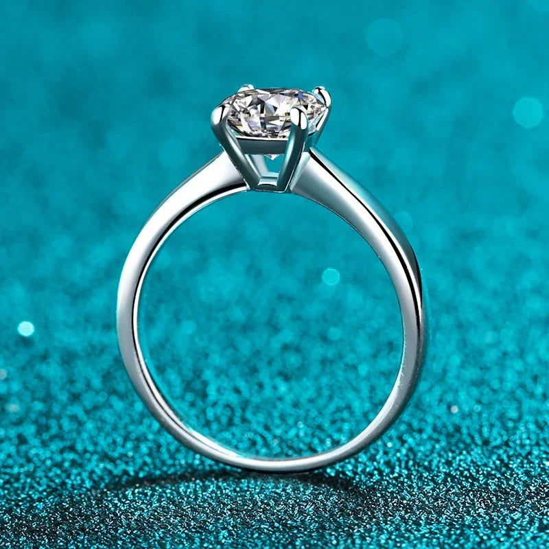 NeeTim 2ct Moissanite Engagement Ring for Women S925 Sterling Silver with Gold Plated Lab Diamond Promise Wedding Band Jewelry Vera Lux