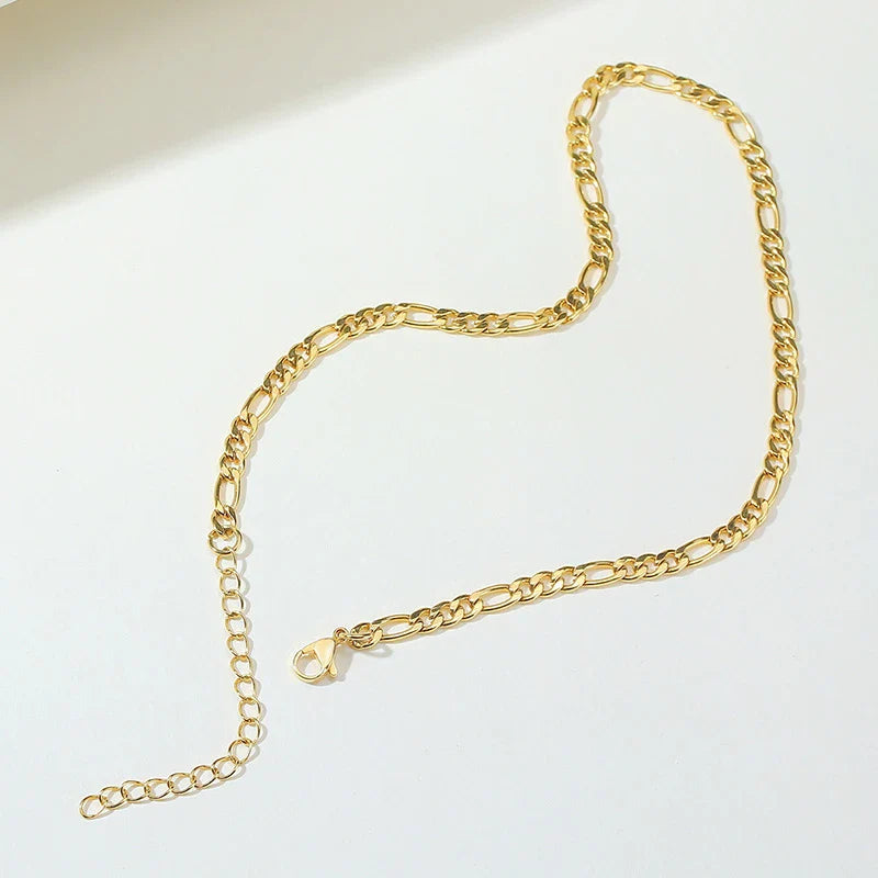 Figaro Chain Necklace Stainless Steel Link Gold Color Choker Necklace Layered Women Girls 14"  18" 20" 24" Vera Lux