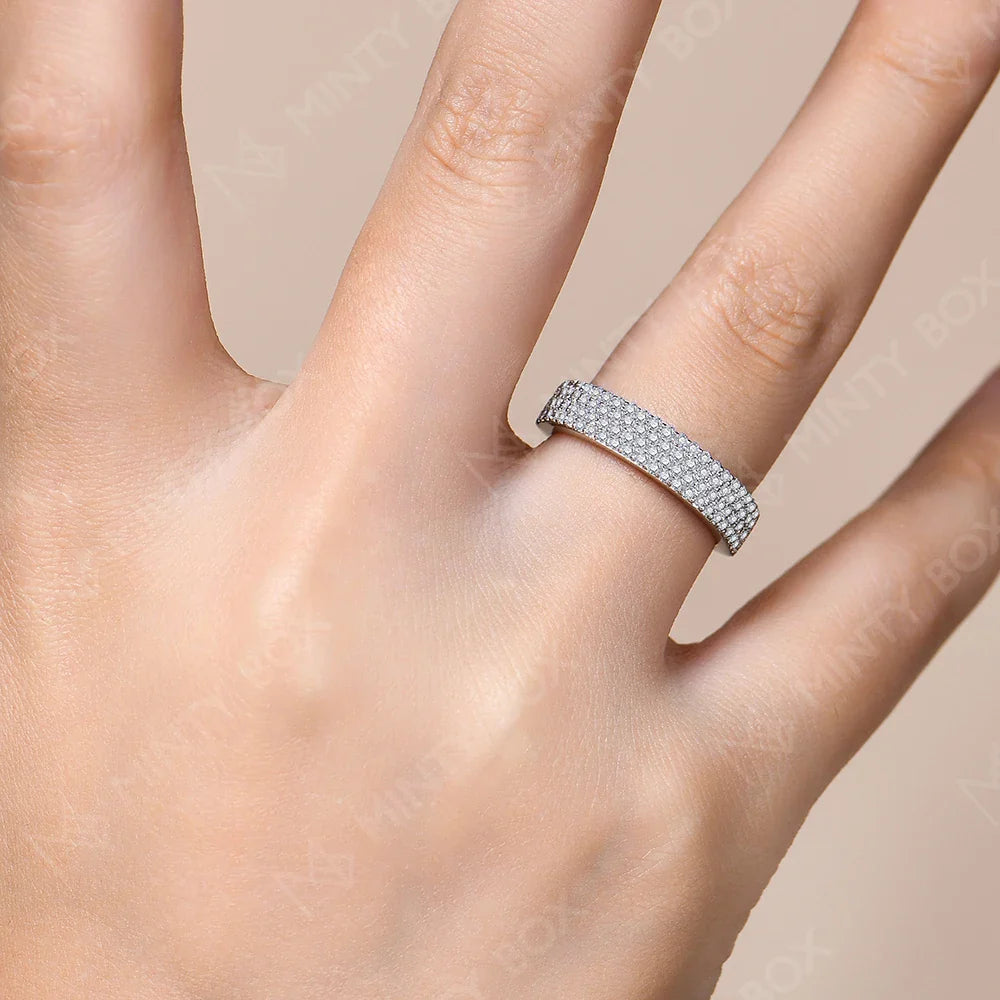 MINTYBOX Moissanite Wedding Band S925 Sterling Silver Ring for Women Lab Diamond Stackable Rings Engagement Fine Jewelry Gift Vera Lux