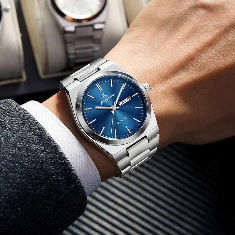 PAAZOMU Luxury Sport Quartz Man Wristwatch Waterproof Luminous Date Week Men Watches Stainless Steel Men's Watch Male Reloj+box Vera Lux