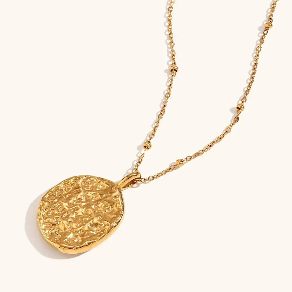La. Muses Colored Cubic Zirconia Star Moon Texture Pendant Stainless Steel Retro Luxury Necklace Waterproof Jewelry Gift Femstylo