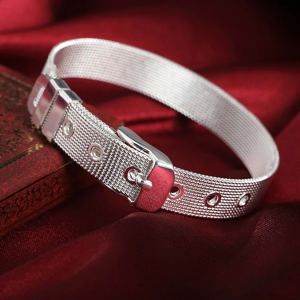 925 Sterling Silver Exquisite Solid Chain Bracelet Fashion Charm Women Men Solid Wedding Cute Simple Models Jewelry Vera Lux
