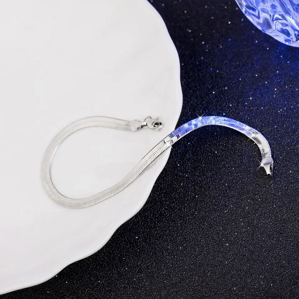 new arrive 925 Sterling Silver 4MM Chain Bracelet for Women Men Blade Fashion Wedding Fine Jewelry Christmas Gift 8inches Vera Lux