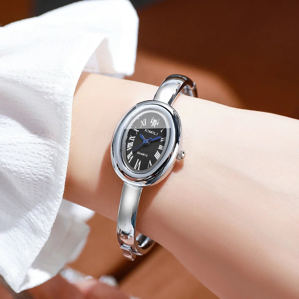 Elegant Oval Dial Women Watches Fashion Bracelet Strap Ladies Quartz Wristwatch Reloj Mujer Girls Clock Gift Vera Lux