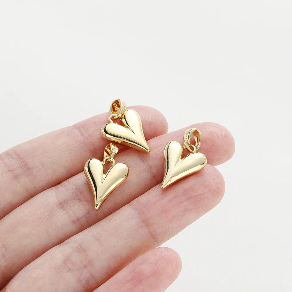 4pcs 18K Gold Plated Small Peach Heart Charms For Jewellery Making DIY Earrings Necklaces Pendant Accessories Vera Lux