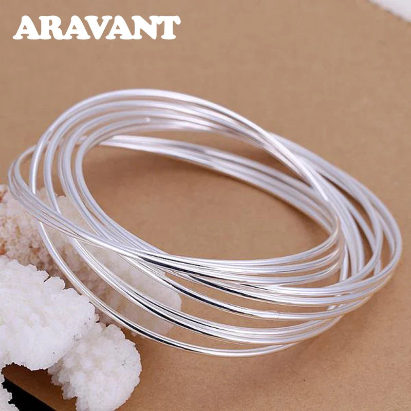 Aravant 925 Silver 10 Circle Triple Ring Bangle For Men Women Fashion Jewelry Vera Lux