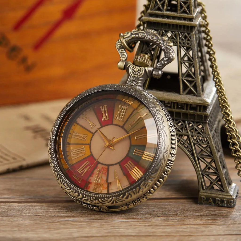 Vintage Classic Quartz Pocket Watch Exquisite Carved Roman Numeral Chain Pendant Men Women Pocket Watches reloj de bolsillo Vera Lux