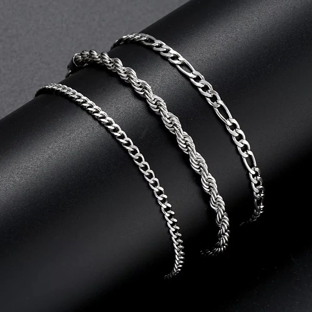 3pcs/set Stainless Steel Punk Cuban Chain Bracelet for Men Minimalist Silver Color Hip Hop Bracelet Party Fashion Jewelry Gifts Vera Lux