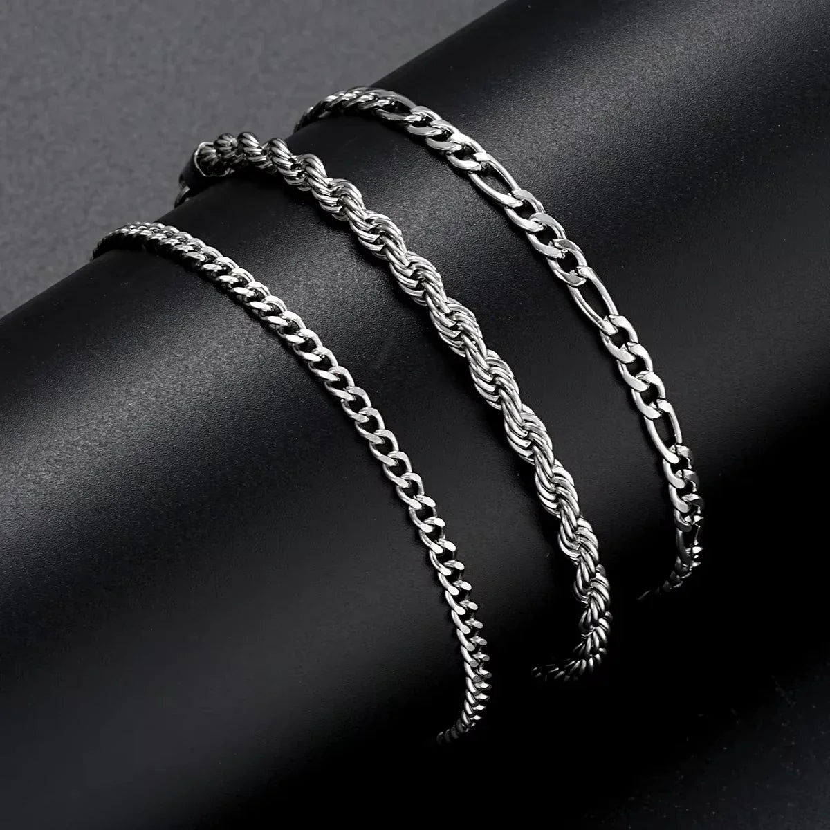 3pcs/set Stainless Steel Punk Cuban Chain Bracelet for Men Minimalist Silver Color Hip Hop Bracelet Party Fashion Jewelry Gifts Vera Lux