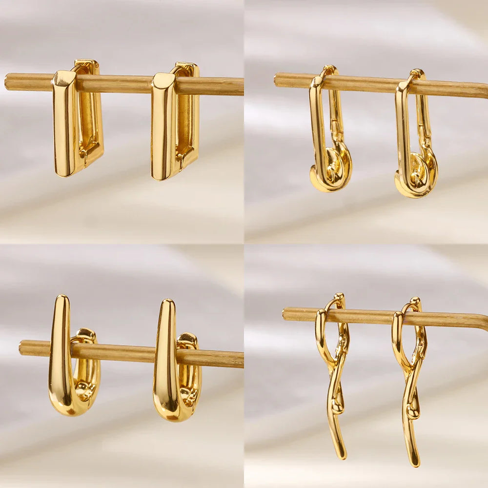 Elegant Square Earrings for Women Girls Stainless Steel Hoop Earrings Luxury Wedding Engagement Aesthetic Jewerly aretes Vera Lux