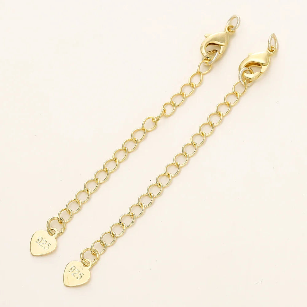 5/10pcs/Pack 14/18K Gold Color Plated Brass Various Extension Chain With Lobster Clasps for DIY Necklace Jewelry Making Findings Vera Lux