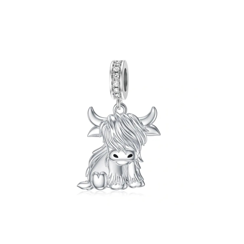 2026 925 Silver Flower, Butterfly, Highland Cow, Motorcycle Pendant Fit European Original Bracelet DIY Jewelry Exquisite Jewelry Vera Lux