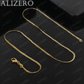 ALIZERO 18K Gold Exquisite 2mm Flat Chain Necklaces 16/18/20/22/24/26/28/30 Inches Women Men Fashion Fine Jewelry Wholesale Vera Lux