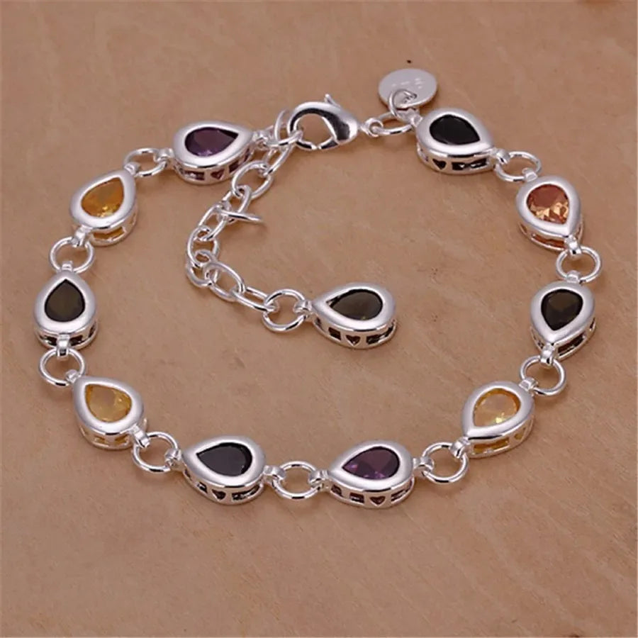 Wholesale 925 Sterling Silver Noble Charm Bracelets Zircon Chain Crystal Jewelry Fashion for Women Wedding Lady Cute Vera Lux