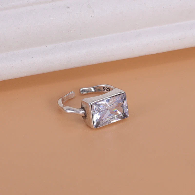 925 Sterling Silver plated Ring for Women Girl Gift Blace Stone Crystal Glaze Retro Punk Open Jewelry Dropship Wholesale Vera Lux