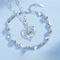 925 Sterling Silver Heart Shaped Necklace Bracelet Set for Women Vintage Korean Crystal Bracelets High Quality Set Party Jewelry Vera Lux