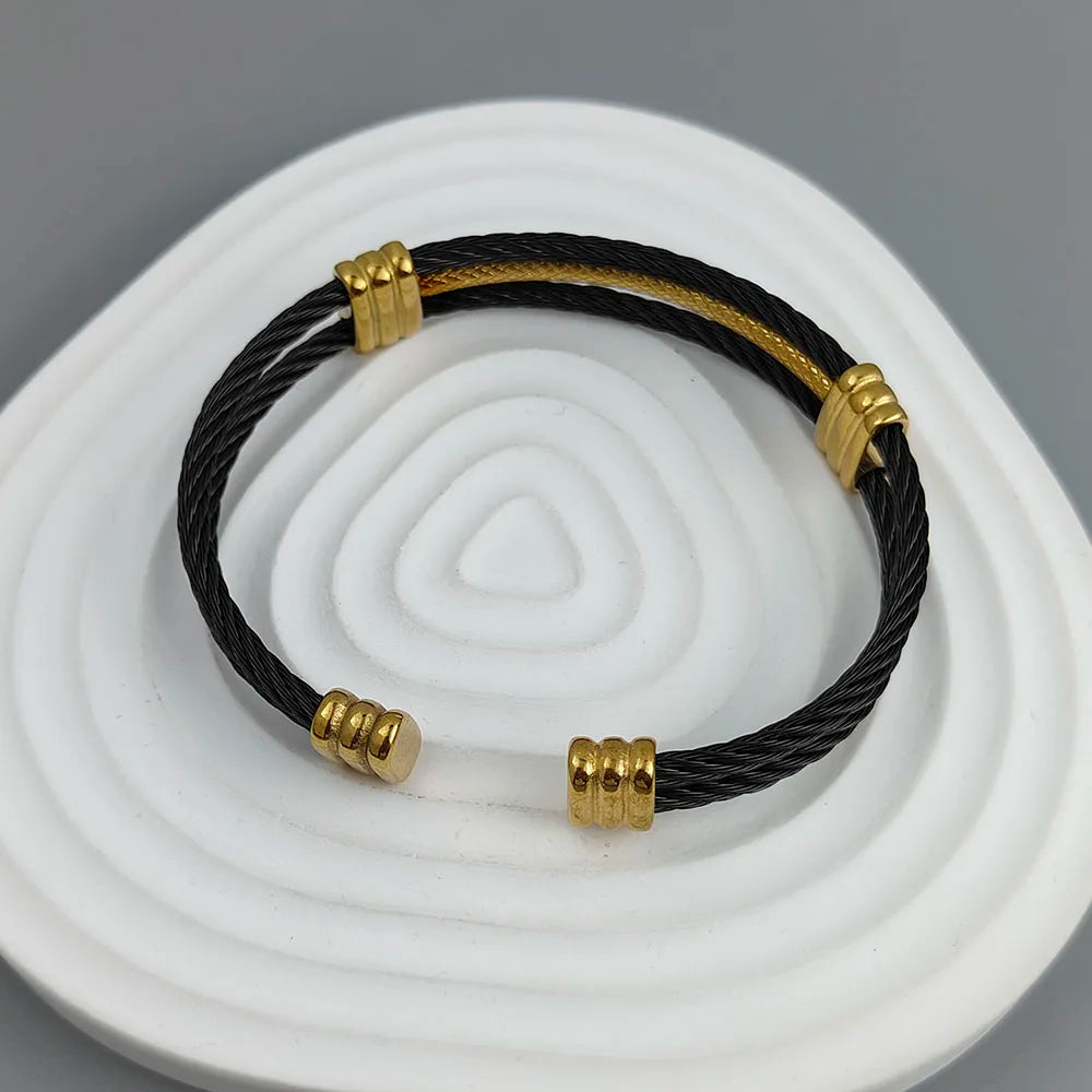 New three-layer steel wire mesh gold-plated stainless steel bracelet 18K, high quality waterproof couple bracelet, wife gift Vera Lux