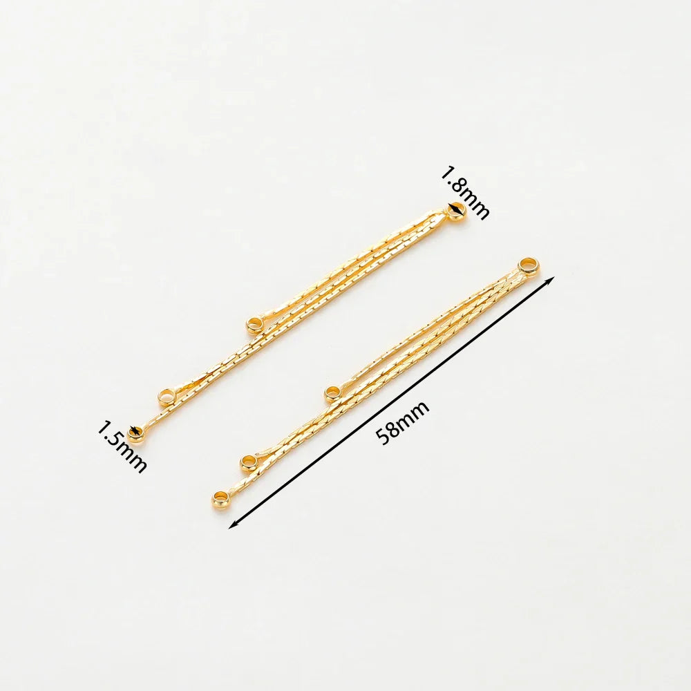 4Pcs/Lot 58mm 14K/18K Gold Color Plated Brass Chain Tassel Charms for DIY Earrings Jewerly Making Findings Accessories Vera Lux