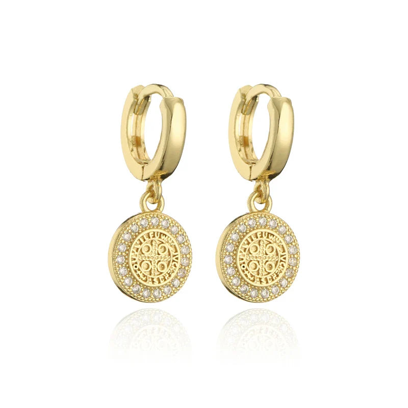 NEWBUY Fashion Gold Color Copper Plant Earrings Luxury Cubic Zirconia Flower Dangle Earring Hot Sale Female Party Jewelry Gift Vera Lux