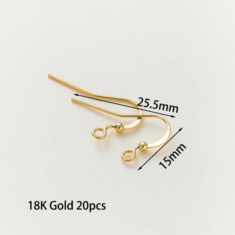 20pcs/lot 6 Styles 14K 18K Gold Plated Earring Wires With Ear Hook Earrings Clasp Findings Supplies For  DIY Jewelry Making Vera Lux