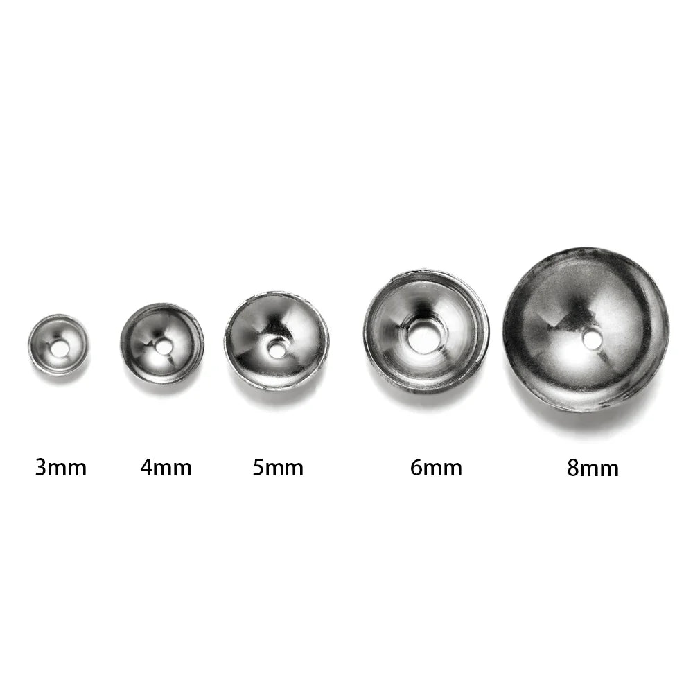 50pcs 3 4 5 6 8mm Stainless Steel Round Bead Caps Spacer Beads End Cap Connectors For DIY Necklace Jewelry Making Accessories Vera Lux