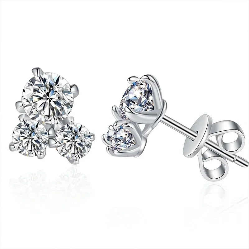 NeeTim All D VVS1 Moissanite Stud Earrings for Woman Wedding Jewely 925 Sterling Sliver with white Gold Plated Studs Earring Vera Lux