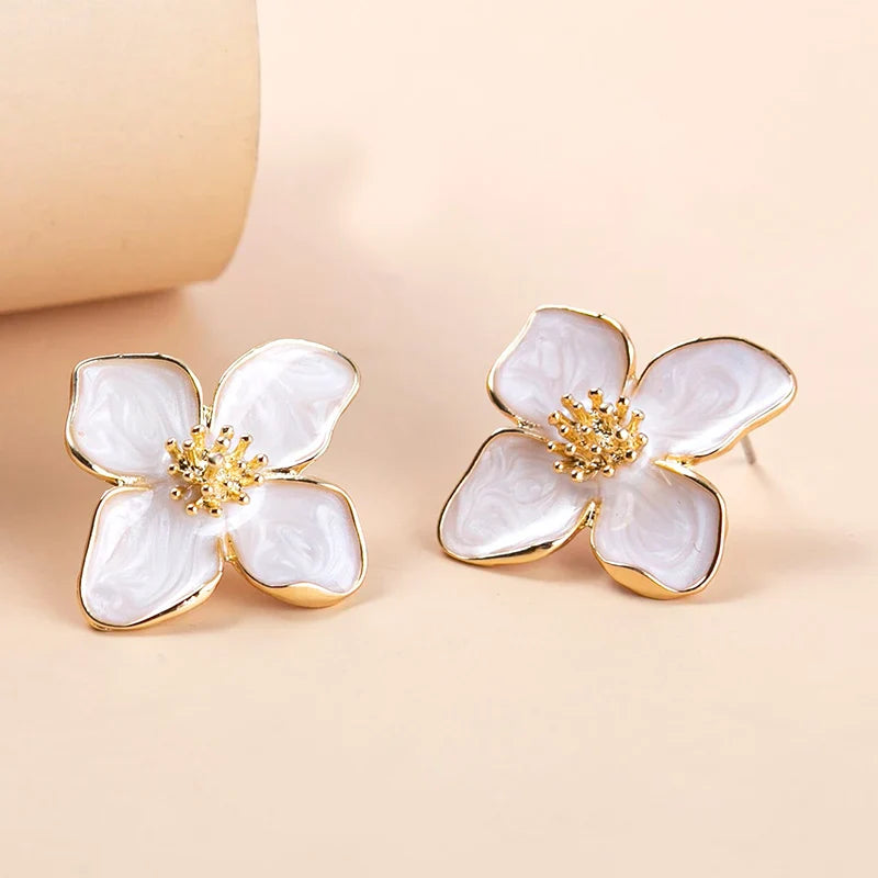 Obega Flower Earrings Stud Pink White Flowers Women Earring Post Spring Summer New Trendy Girls Cute Jewelrys Vera Lux