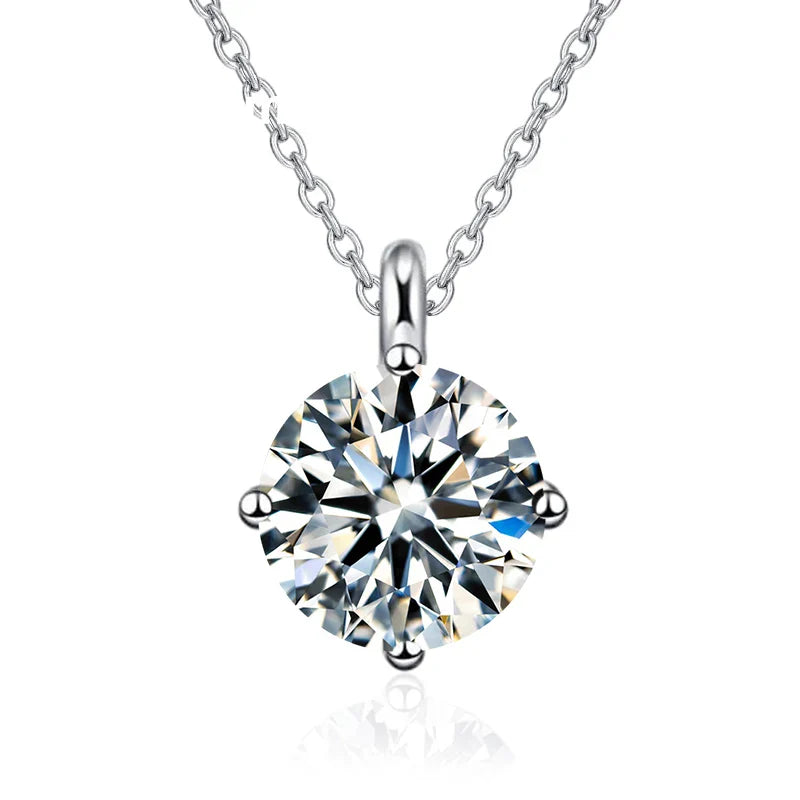 NeeTim 1CT 2CT Real Moissanite Pendant Necklace For Women Top Quality 925 Sterling Silver Wedding Party Bridal Luxury Jewelry Vera Lux