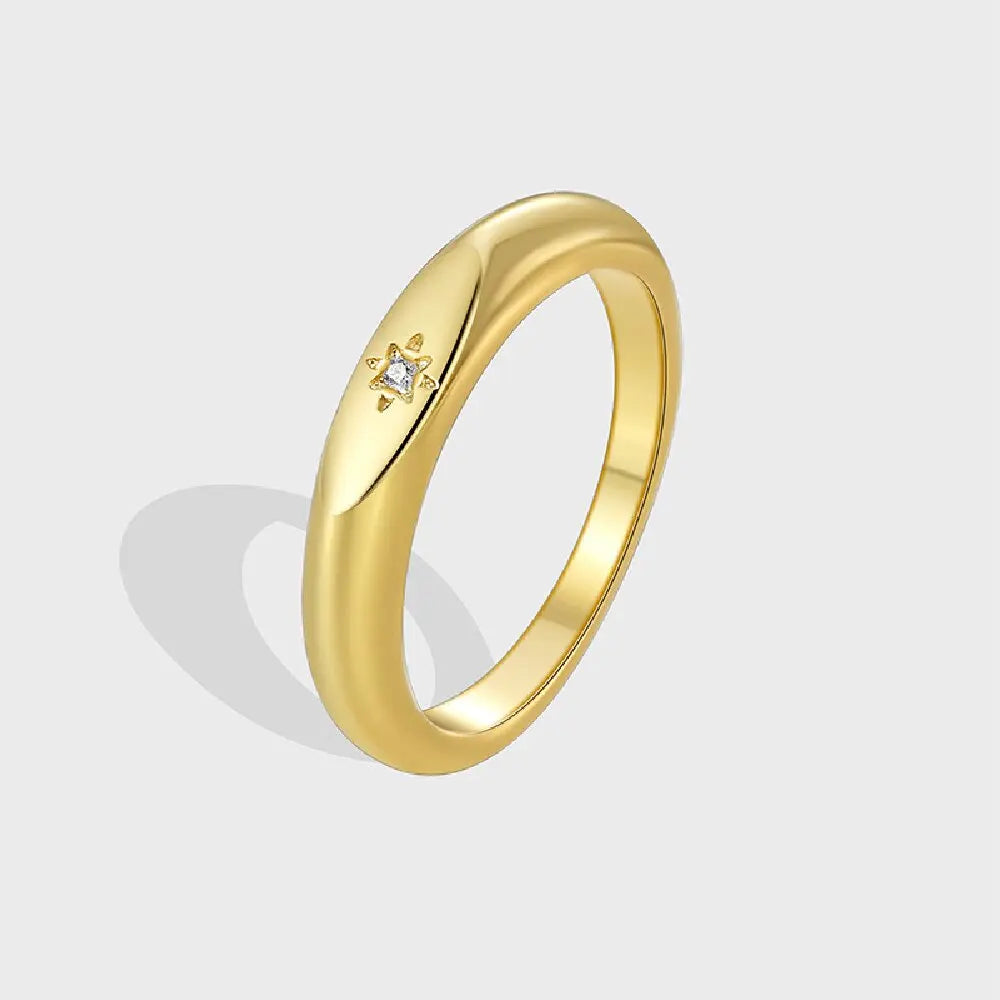 925 Sterling Silve Fashion Wedding North Star Ring For Women Cubiz Zircon Finger Rings Female Engagement Jewelry Accessories Vera Lux