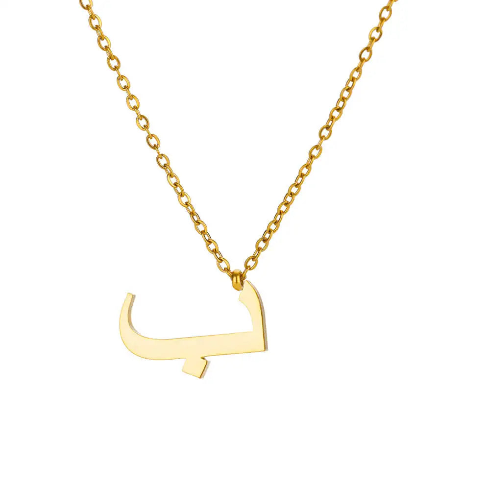 Arabic Letter Name Pendant Necklace For Women Stainless Steel Inital Chain Choker Collar Necklace 2024 Wedding Jewelry bijoux Vera Lux