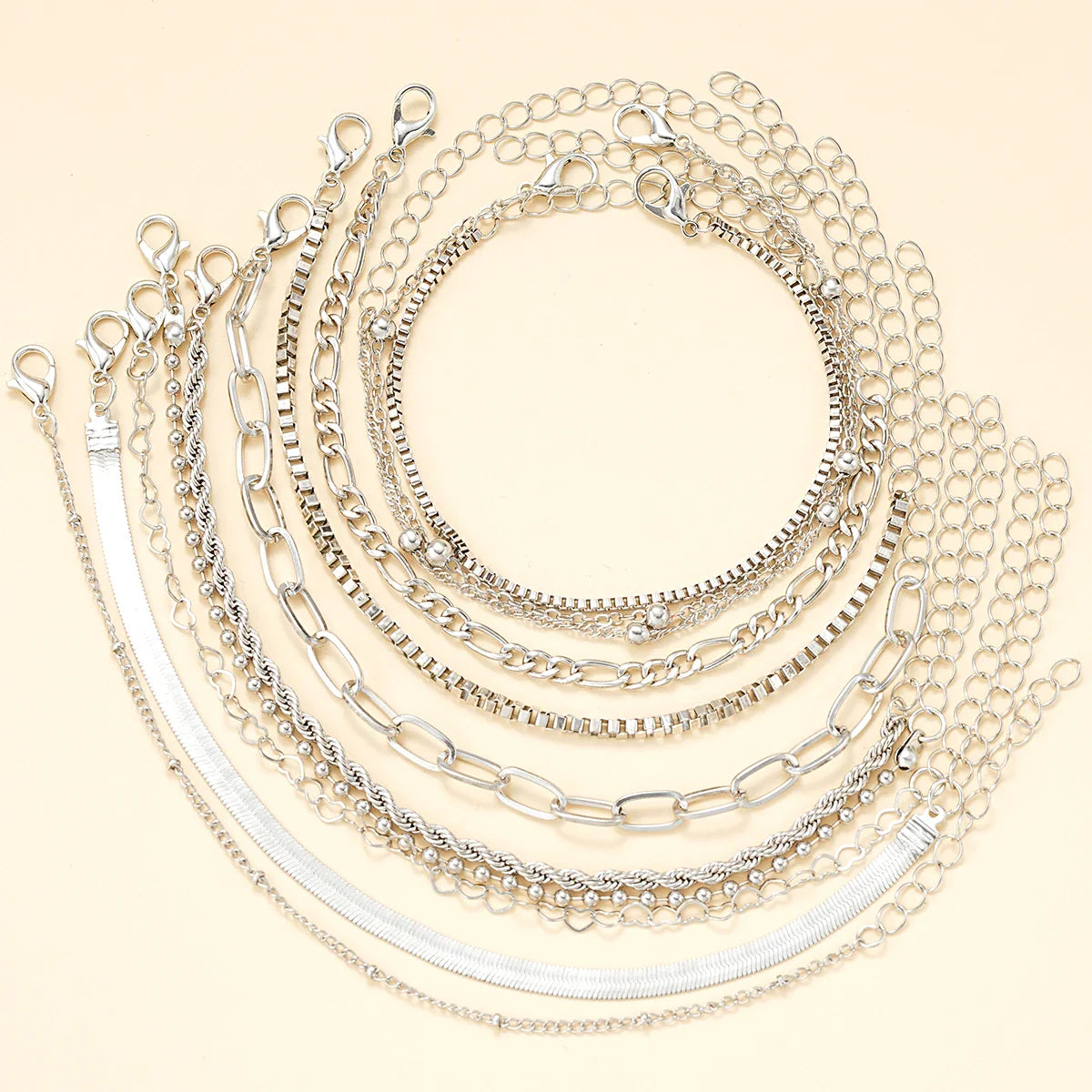 11Pcs/Set Boho Twisted Flat Snake Chain Anklet for Women Summer Beach Vintage Barefoot Ankle Bracelet On Leg Jewelry Accessories Vera Lux