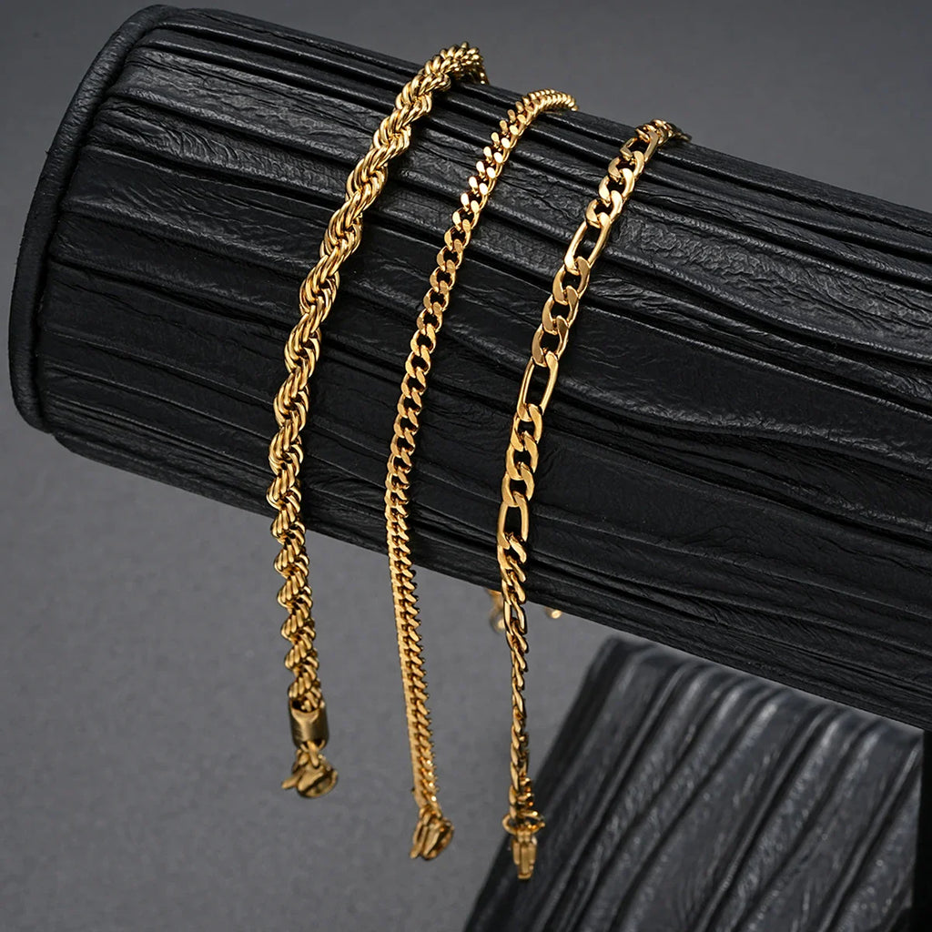 3pcs/set Stainless Steel Punk Cuban Chain Bracelet for Men Minimalist Silver Color Hip Hop Bracelet Party Fashion Jewelry Gifts Vera Lux