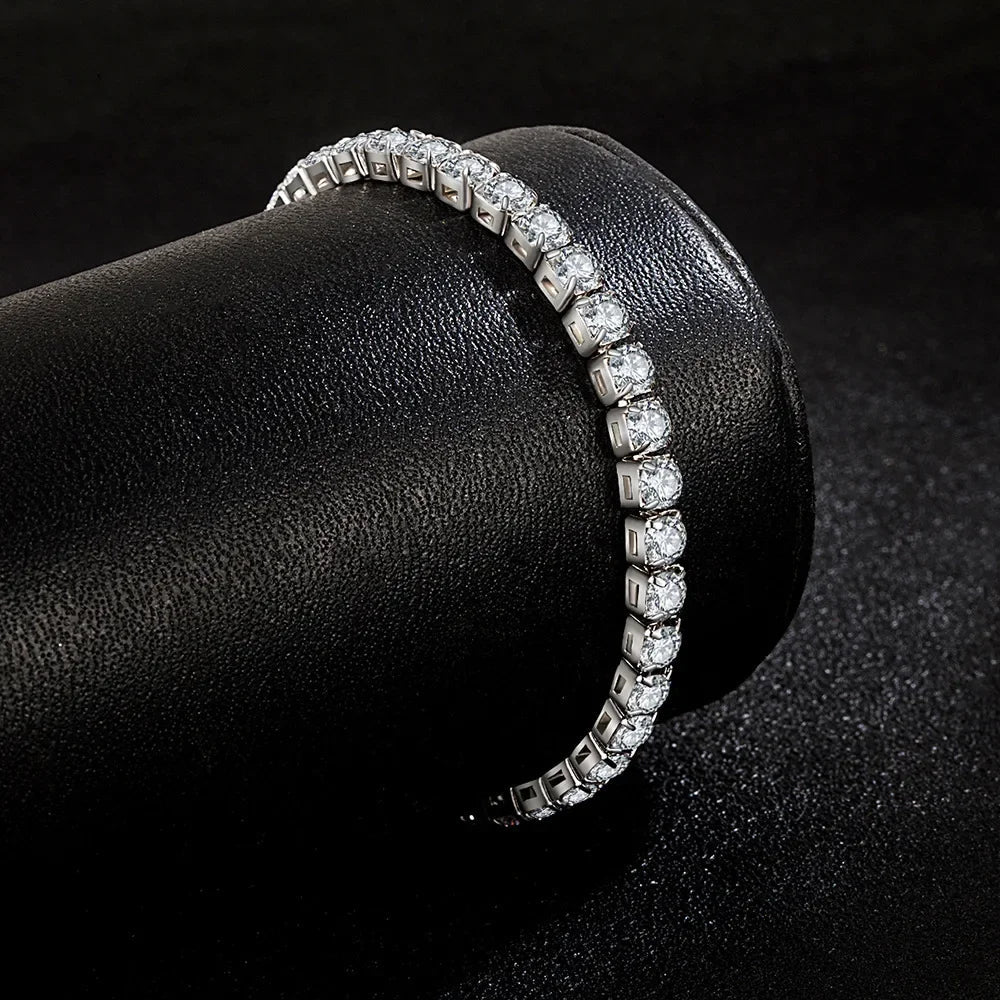 S925 Sterling Silver Bracelet Zirconia Tennis Ball Women Fashion Simple Engagement Wedding Charm Jewelry 4mm 16-23cm Vera Lux