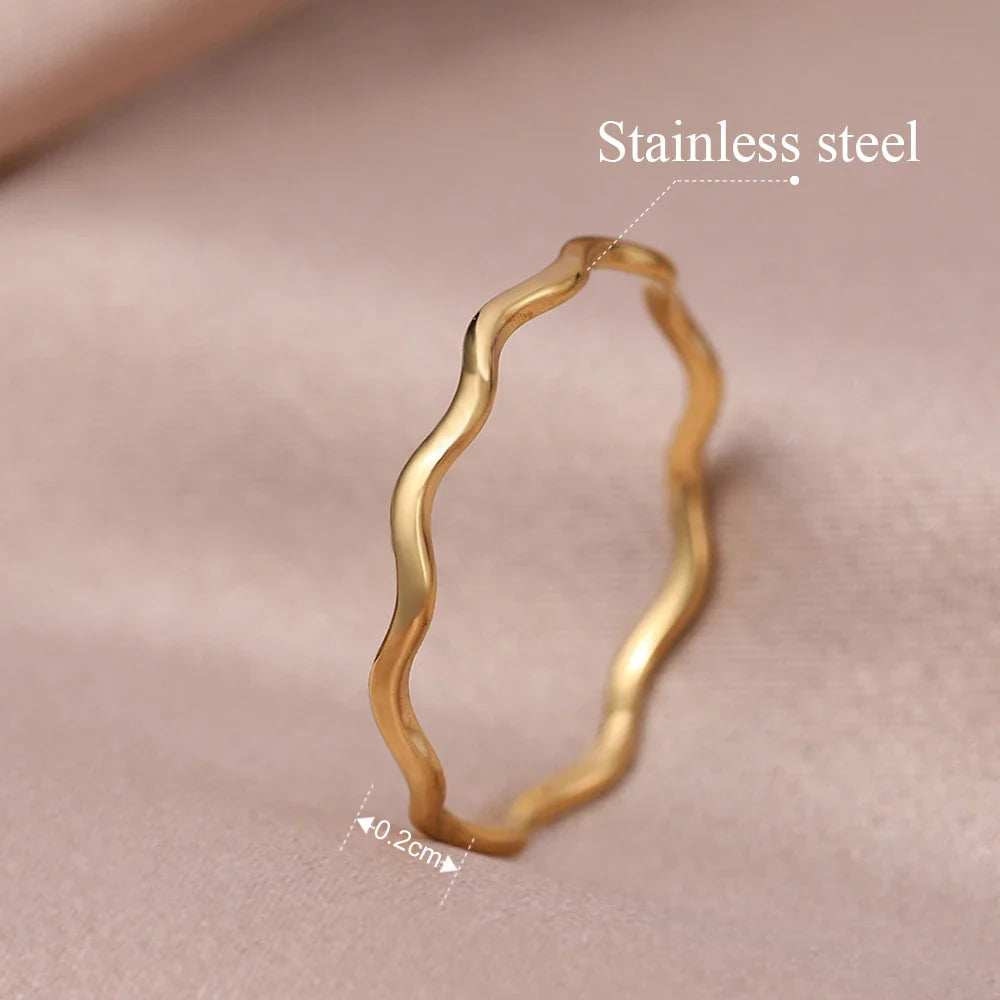 DOTIFI Stainless Steel Ring Minimalist Sea Wave Light Luxury Elegant Fashion Couple Rings For Women Jewelry Wedding Trendy Gifts Vera Lux