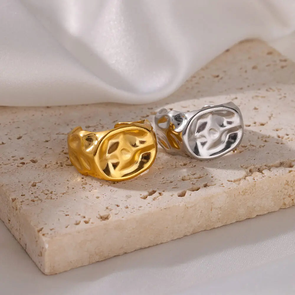 Irregular Rings For Women Gold Color Stainless Steel Geometric Ring Fashion Simple Party Christmas Party Jewelry Gift Femme Vera Lux