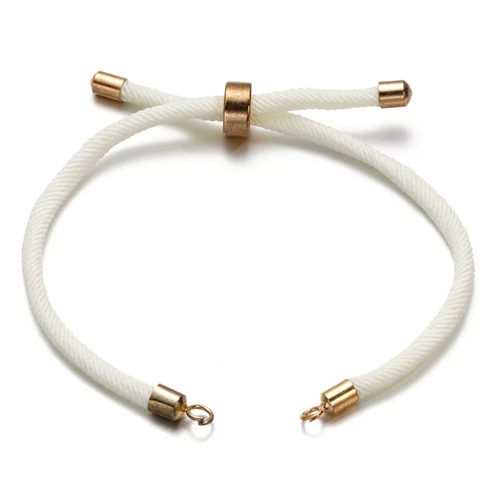 1pc Adjustable Nylon Braided Twisted Cords Slider Friendship Bracelets with Brass Cord End for Jewelry Making DIY Findings Vera Lux