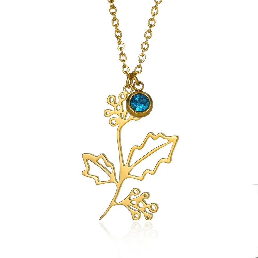 Rose Flower Necklace For Women Gold Color Tulip Flower Pendant Stainless Steel Chain Necklace Wedding Jewelry Birthday Gift Vera Lux