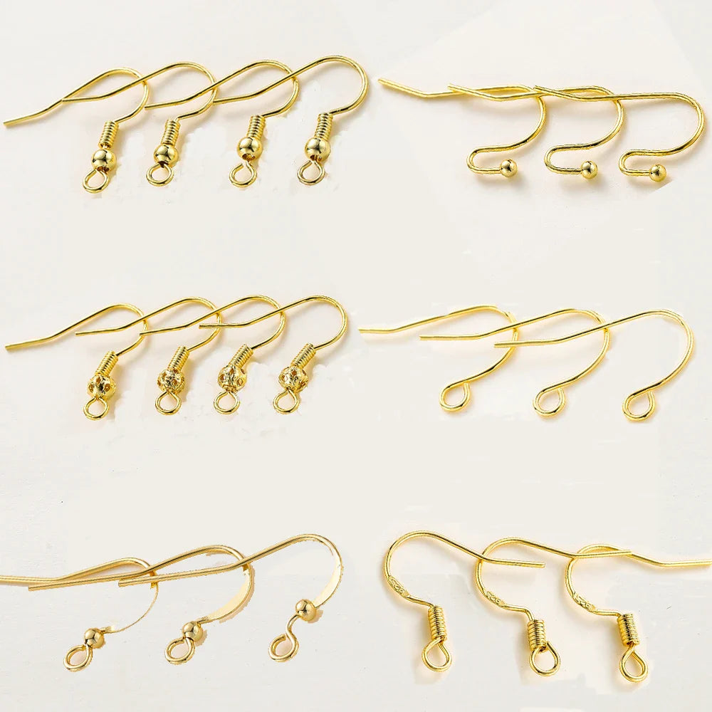 20pcs/lot 6 Styles 14K 18K Gold Plated Earring Wires With Ear Hook Earrings Clasp Findings Supplies For  DIY Jewelry Making Vera Lux