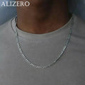 ALIZERO 40-75cm 925 Silver 4mm Figaro Chain Necklace for Women Men Long Necklace Hip Hop Jewelry Gift Vera Lux