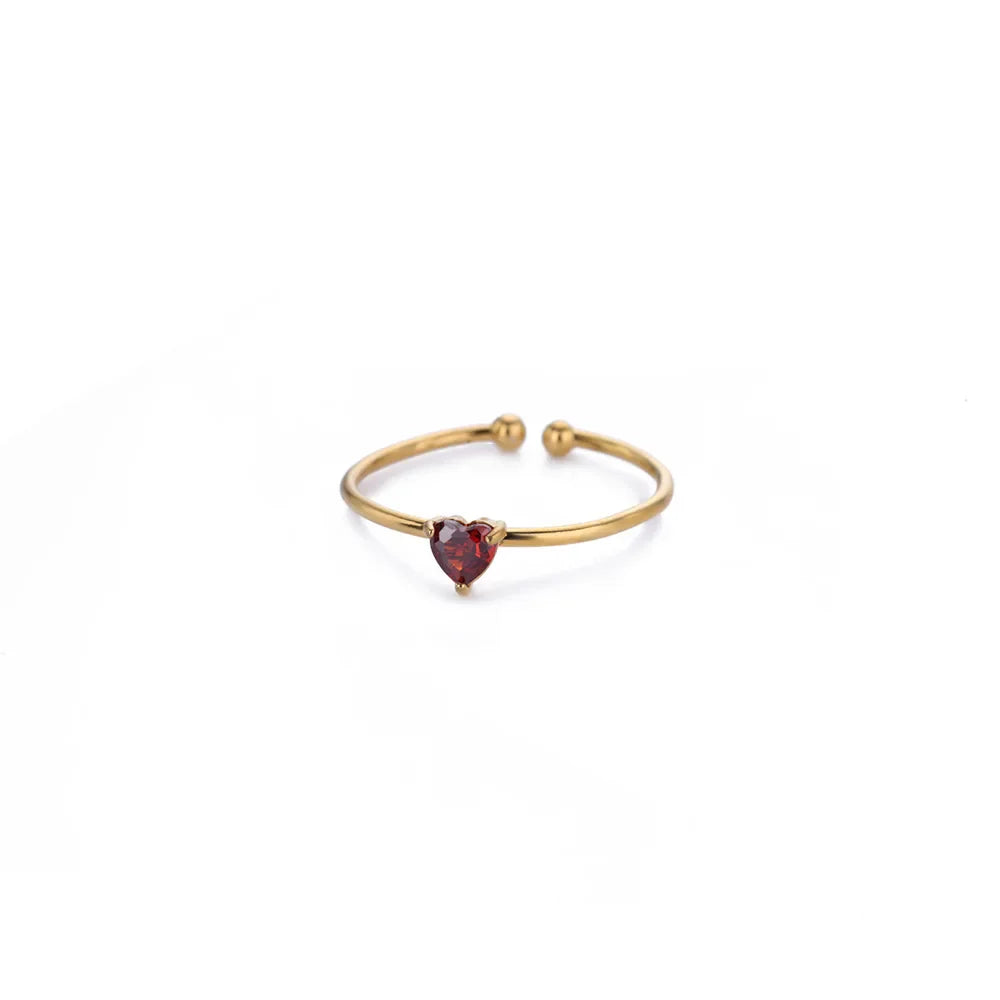 2025 Birth Colorful Cubic Zircon Heart Opening Rings For Women Fashion Dainty Stainless Steel Princess Ring Jewelry Wedding Gift Vera Lux
