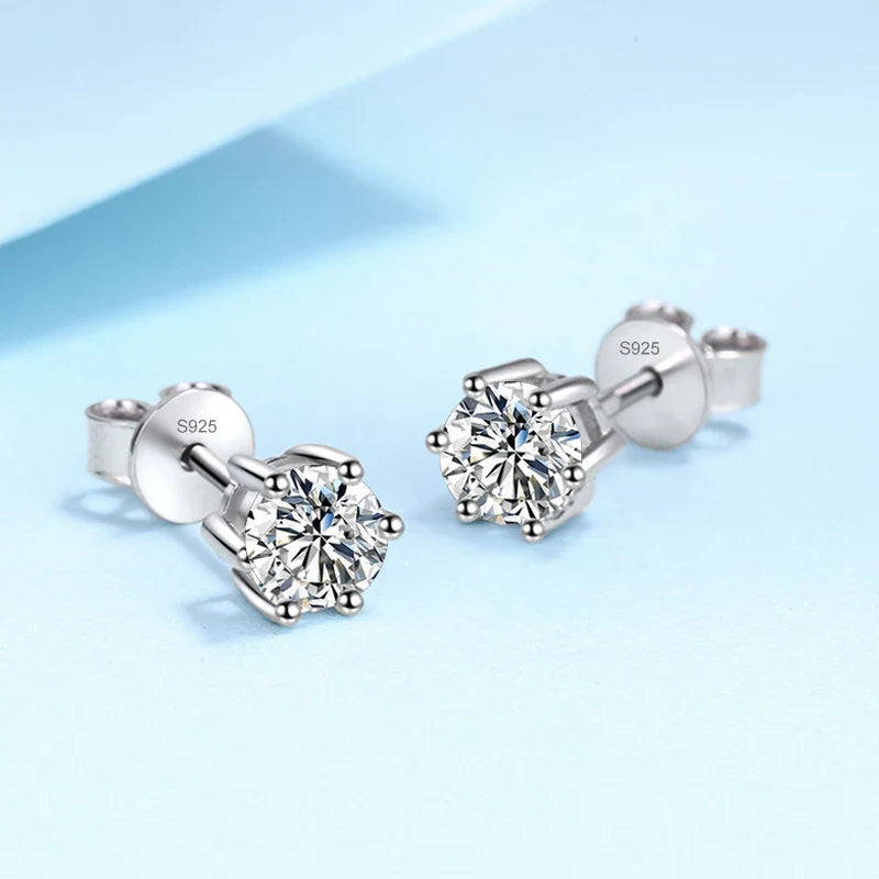 NeeTim 0.1ct-3ct D Color Moissanite Stud Earrings Lab Diamond 925 Sterling Silver with Gold Plated Earring Wedding Party Jewelry Vera Lux