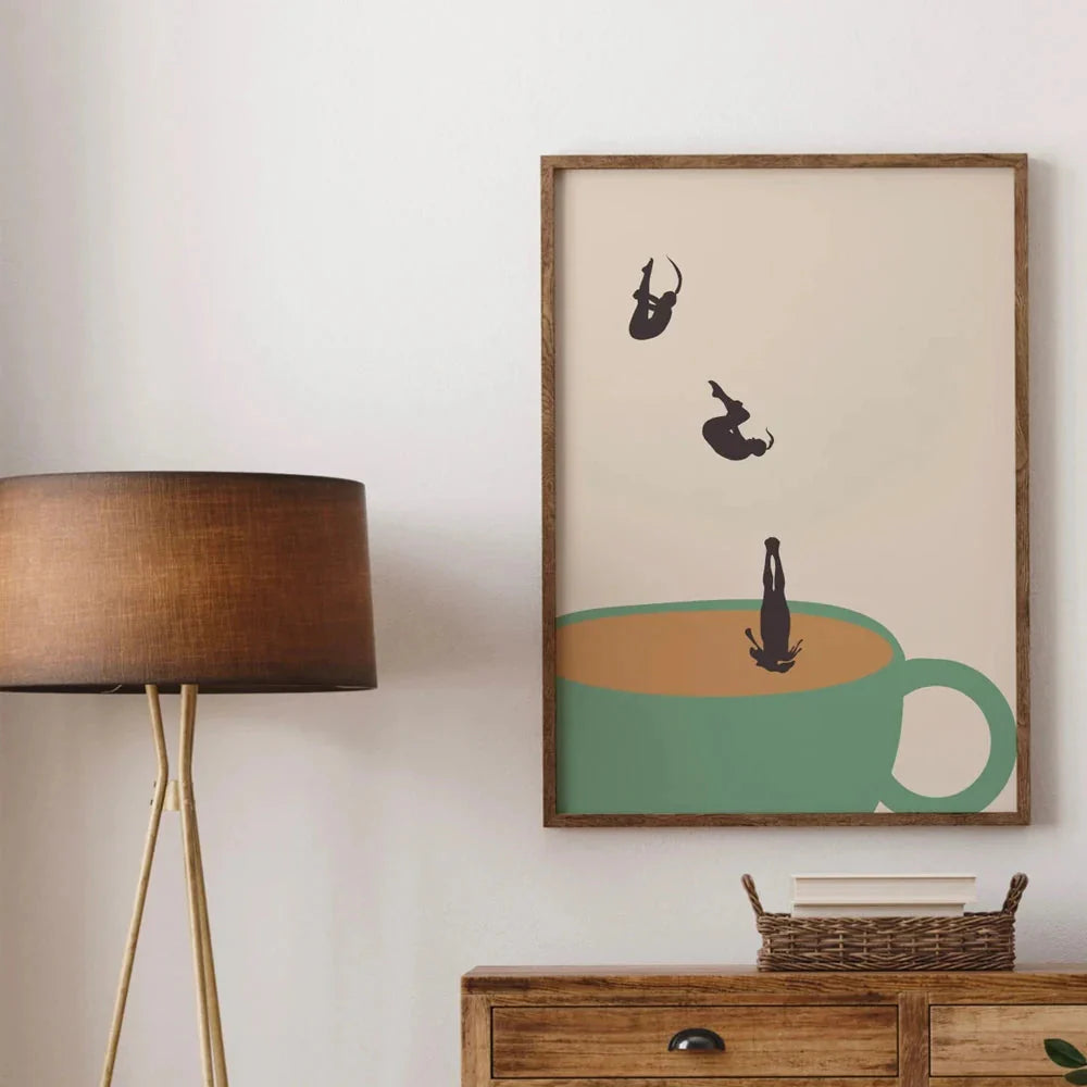 Retro Coffee Diving Poster Canvas Wall Art | Good Morning Coffee Print Econic Blanks