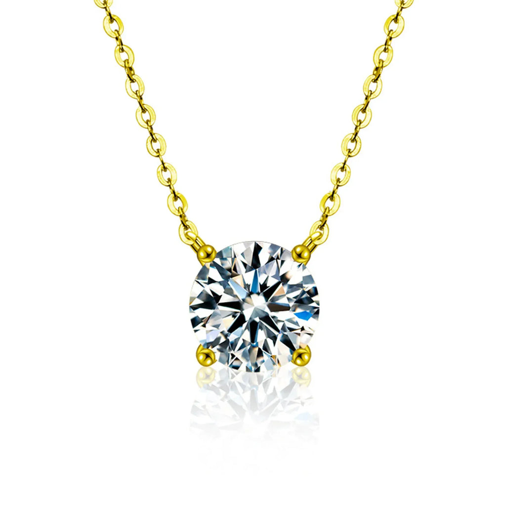925 Sterling Silver 18k Gold Plated Necklace Versatile Single Sparkling Zircon Clavicle Chain for Women Wedding Jewelry Vera Lux