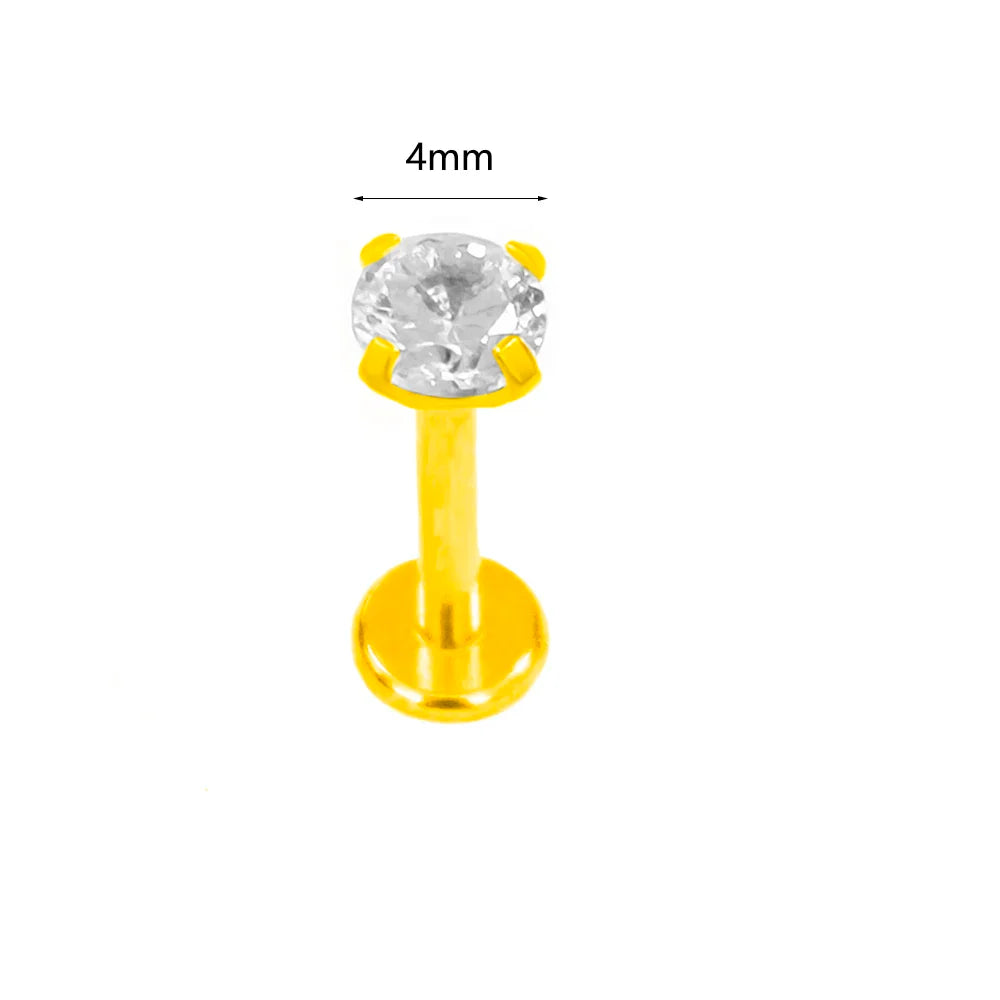100% 316L Surgical Steel Flower Labret Piercing Butterfly Bee Tragus Snake Cartilage Helix Flat Back CZ Earrings Body Jewelry Vera Lux